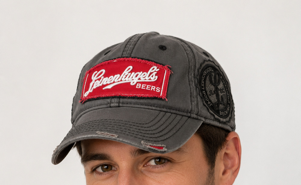 Leinenkugel's Beers Hat Gray Distressed Patch Adjustable Beer Brewery Cap